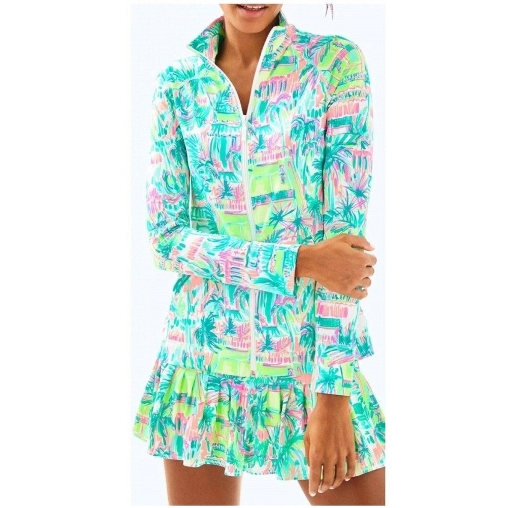 Lilly Pulitzer Luxletic Hadlee Tennis Full Zip Jacket UPF 50+ Muti Perfect Small